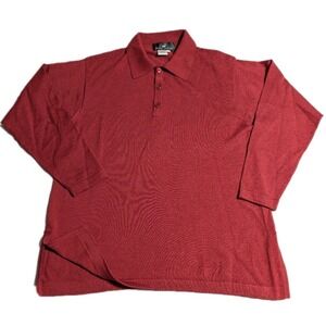 Peruvian Connection Alpaca Wool Polo Sweater Mens L Red Long Sleeve Knit